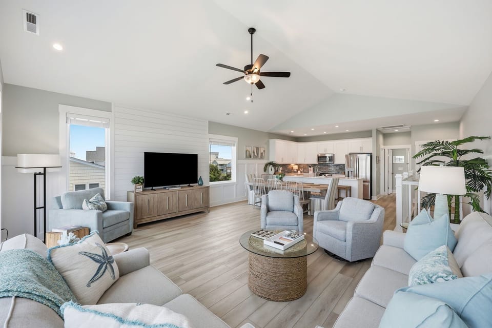 From movie nights to shared meals, everyone can stay connected in this spacious great room