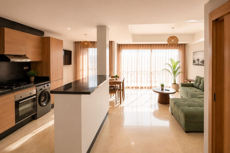 Bright open-plan living with modern kitchen and sun-filled lounge