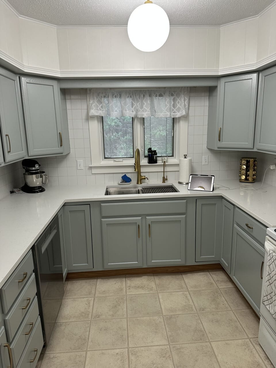 Bright updated kitchen with ample counter space and stylish finishes