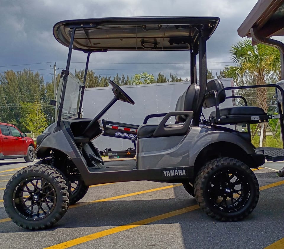 Our new golf cart!  The golf cart can be added your rental for $15 per day.