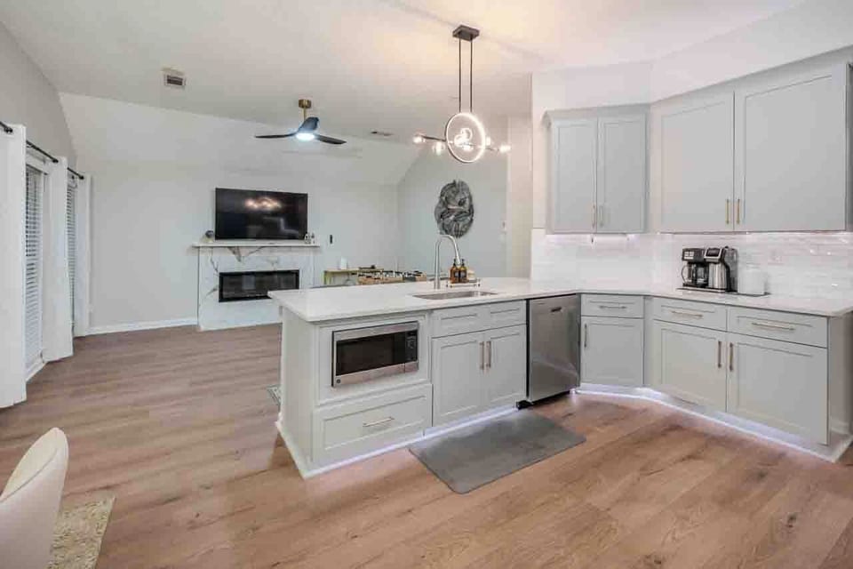 Kitchen view into the hangout area