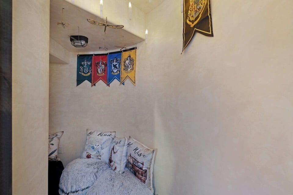 Whimsical themed nook tucked beneath the tower staircase