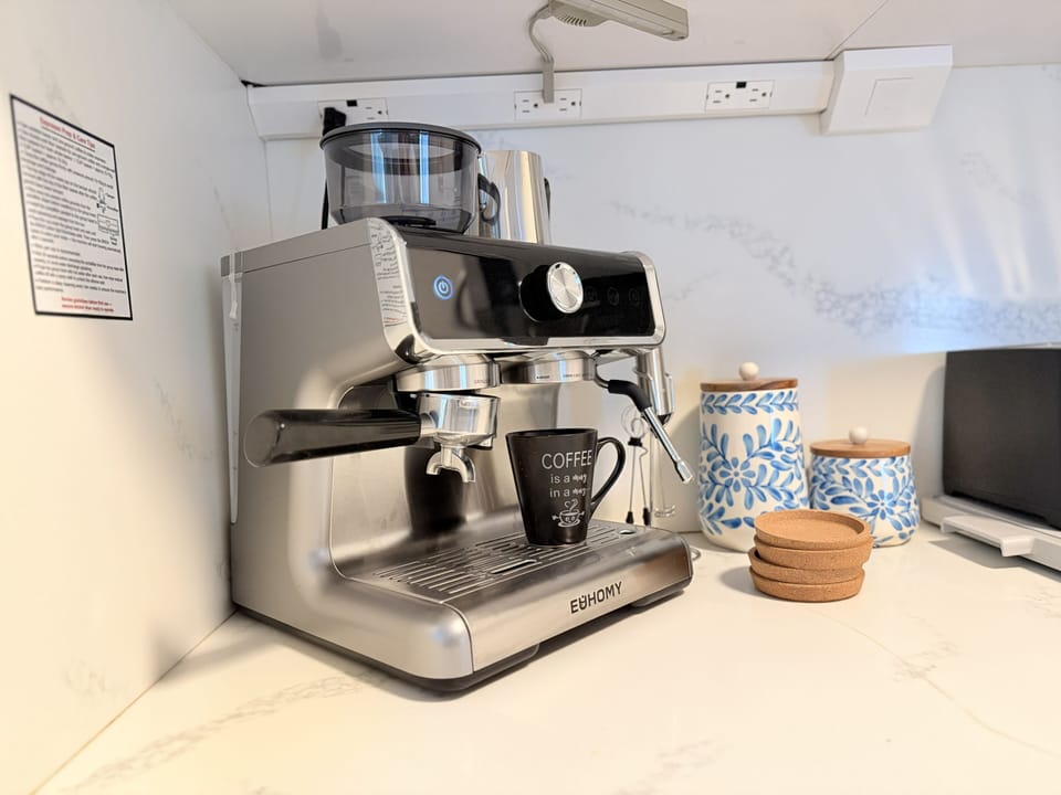 Stylish in-home espresso station for your perfect morning coffee