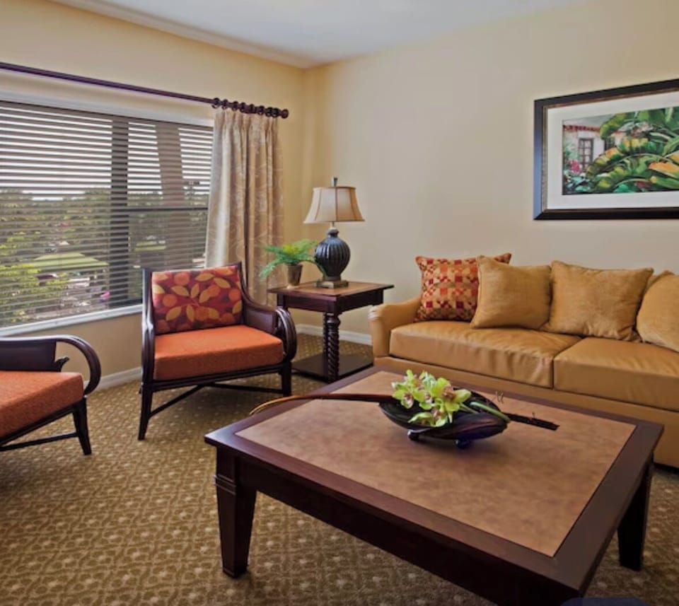 Spacious living room with Queen pull out sofa.
