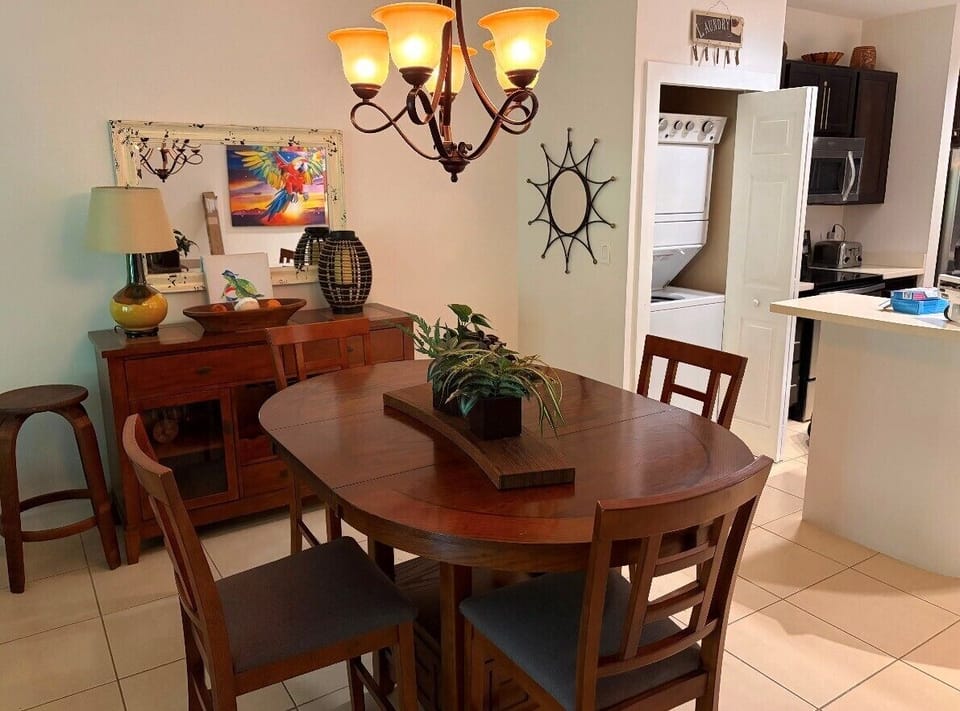 Dining table and washer/dryer less than year old