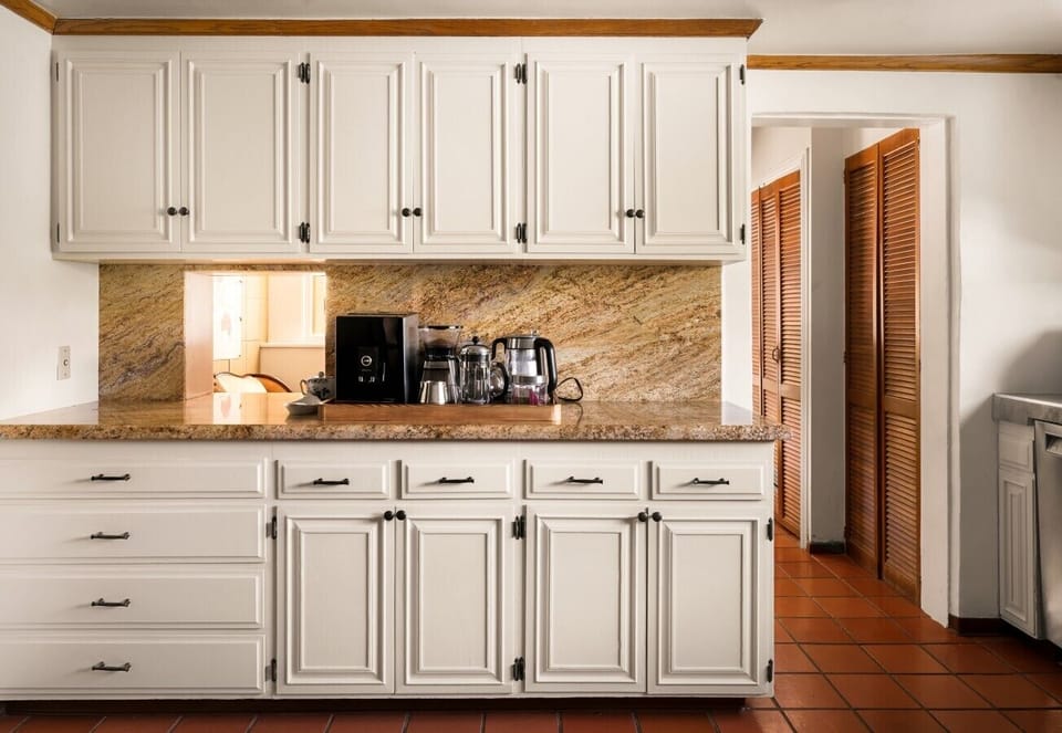 Kitchen coffee station with granite countertops