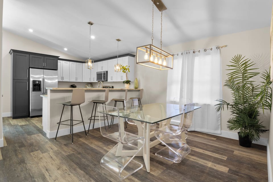 Dining room located near the kitchen.