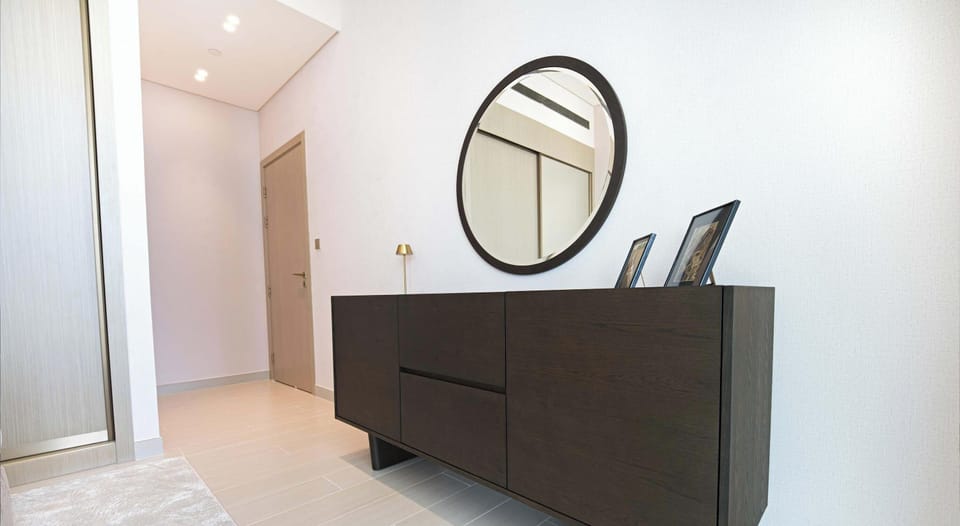 Elegant console and mirror hallway