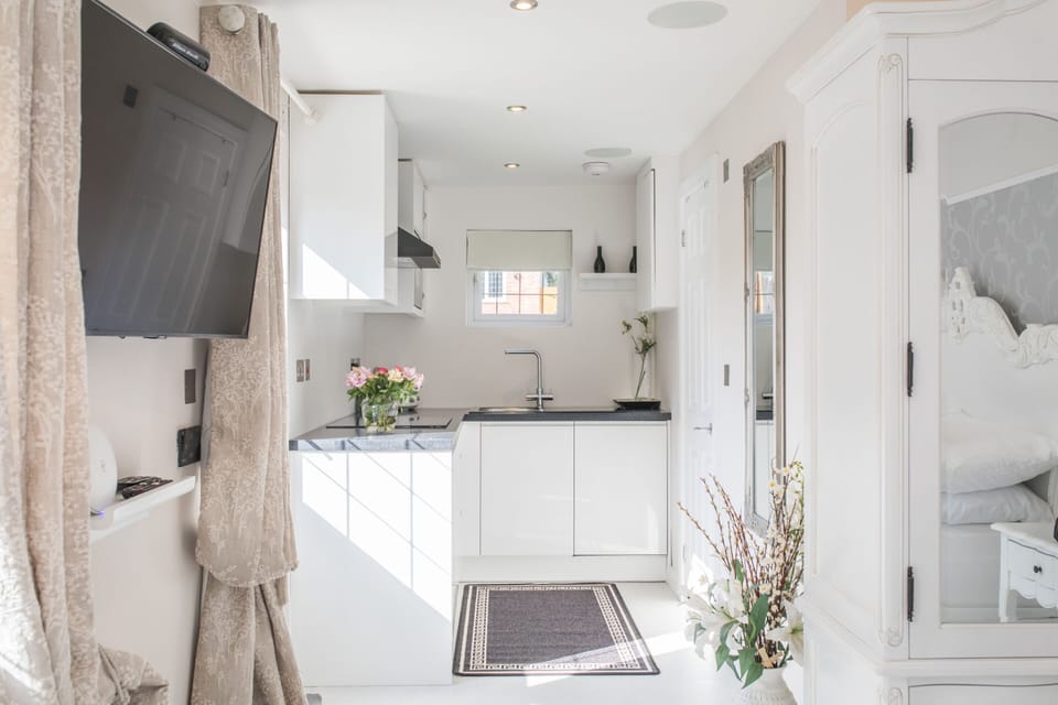 Close-up of the kitchenette area