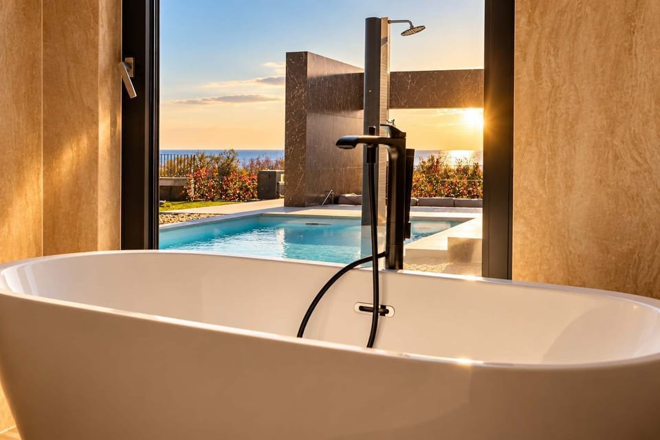 Bathroom with sea view