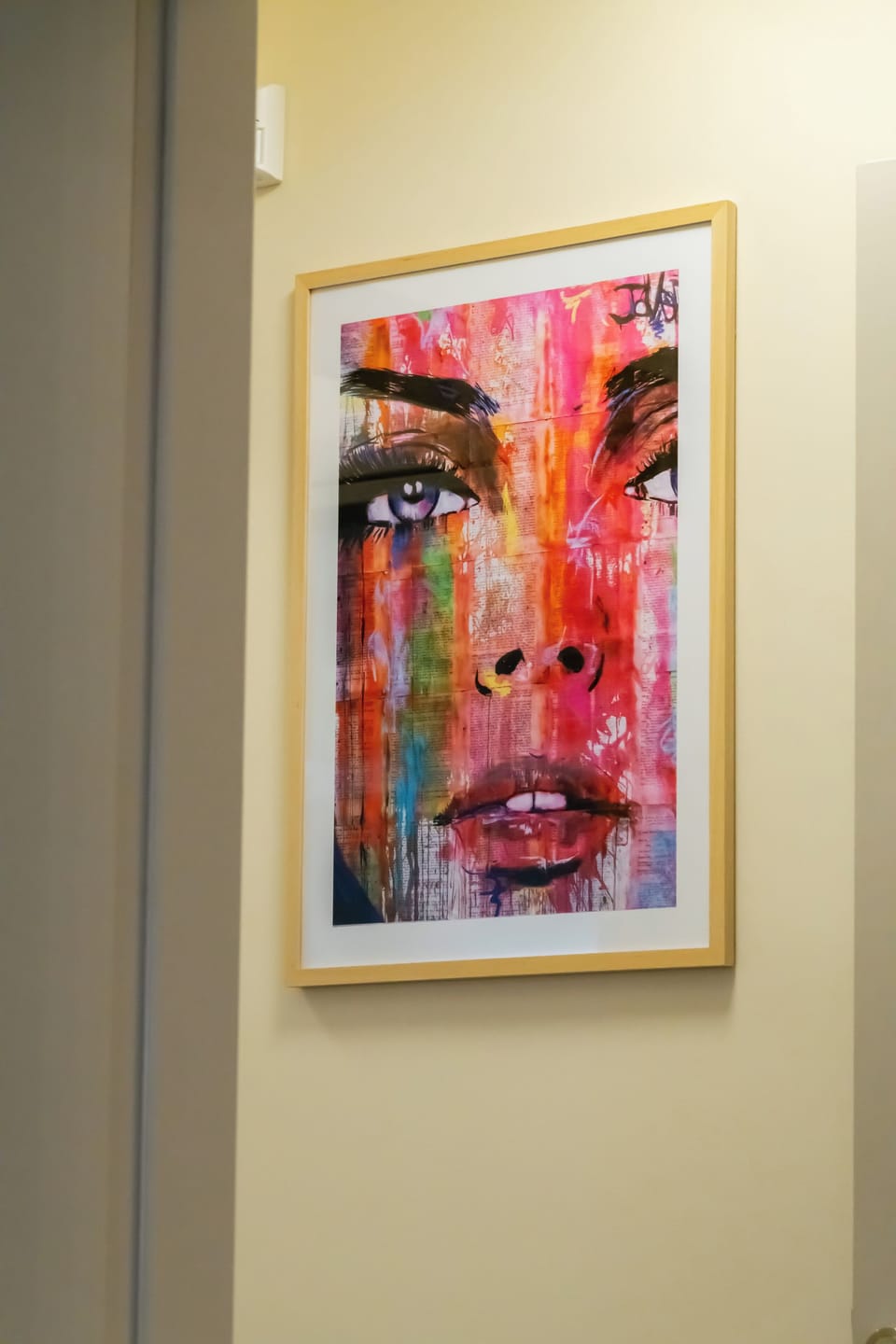 Vibrant abstract portrait adds bold colour and modern flair.