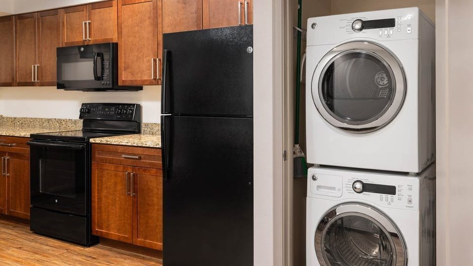 Convenient in-suite laundry area with washer and dryer, making your stay comfortable and hassle-free.