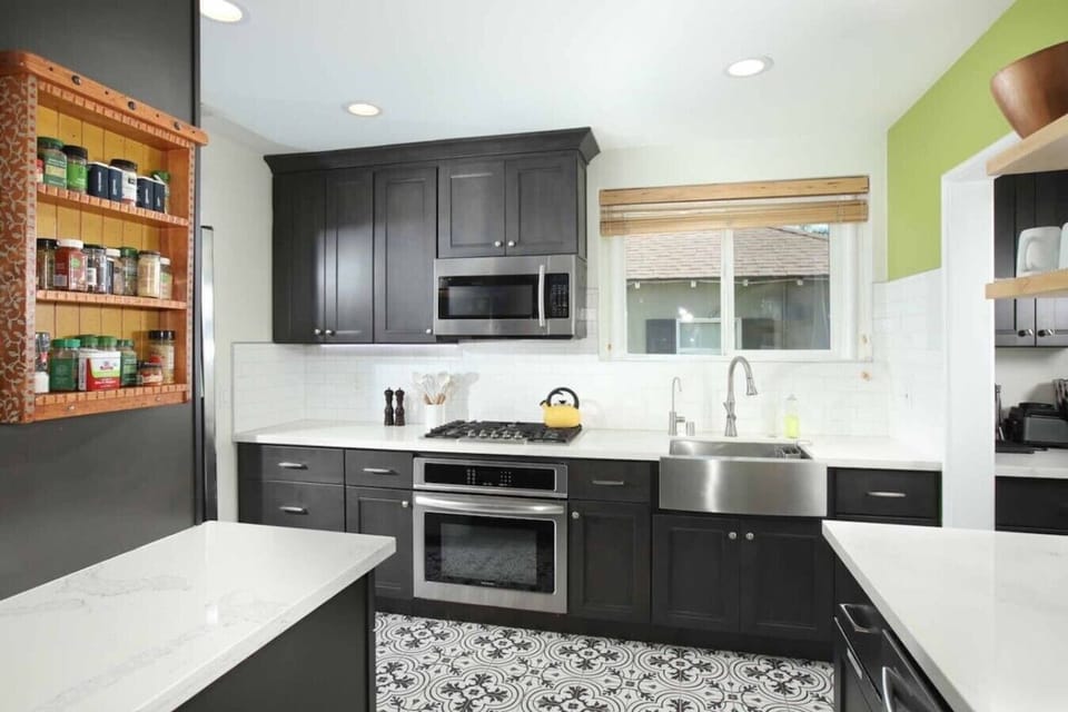 A recently remodeled kitchen with stainless steel appliances and everything you need for longer stays.
