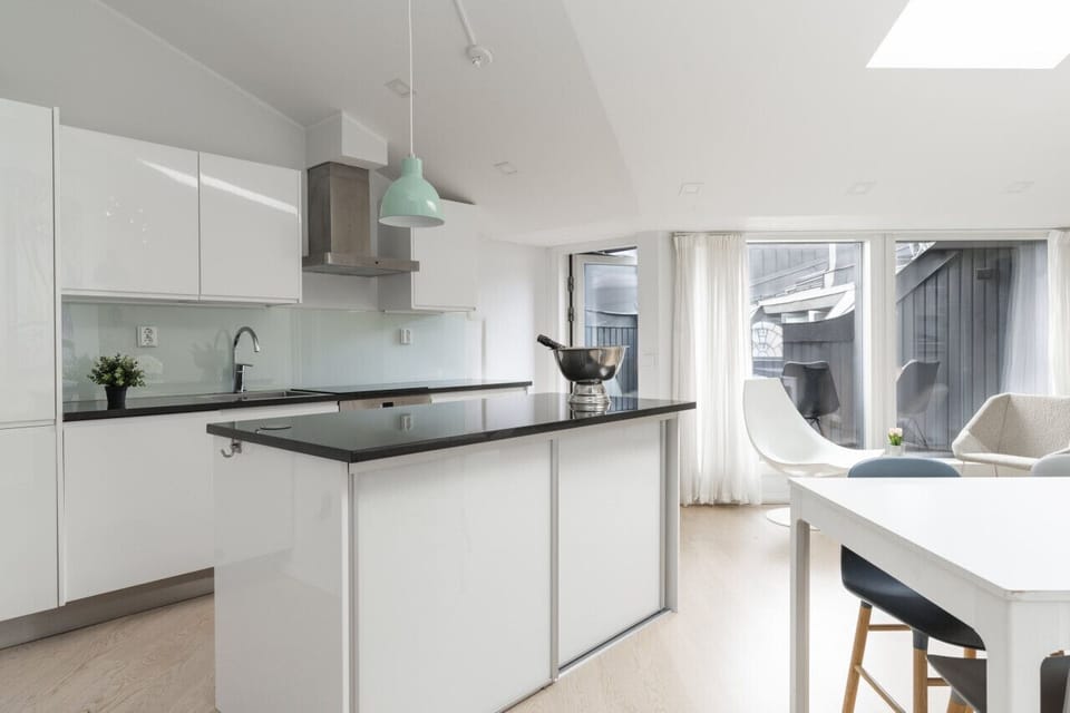 The kitchen next to the courtyard facing balcony