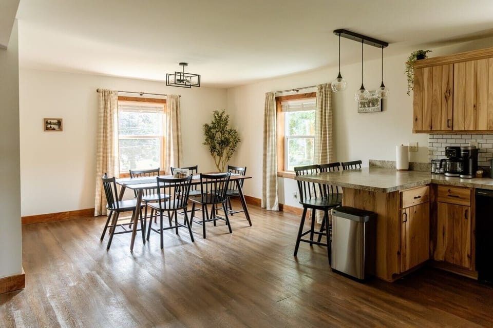 Open kitchen and dining space