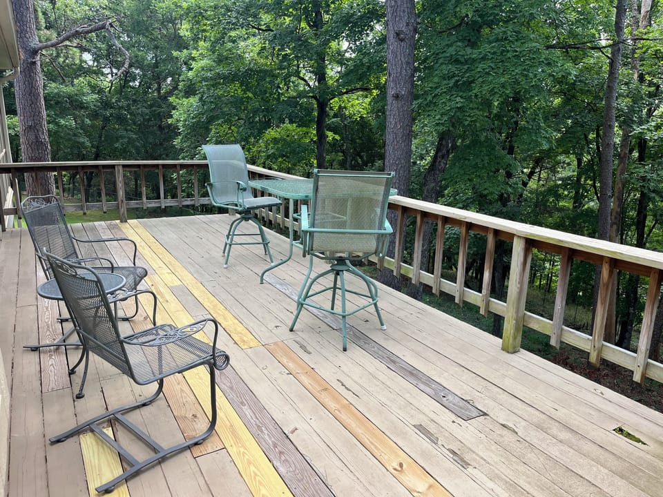 The deck off the back of the house