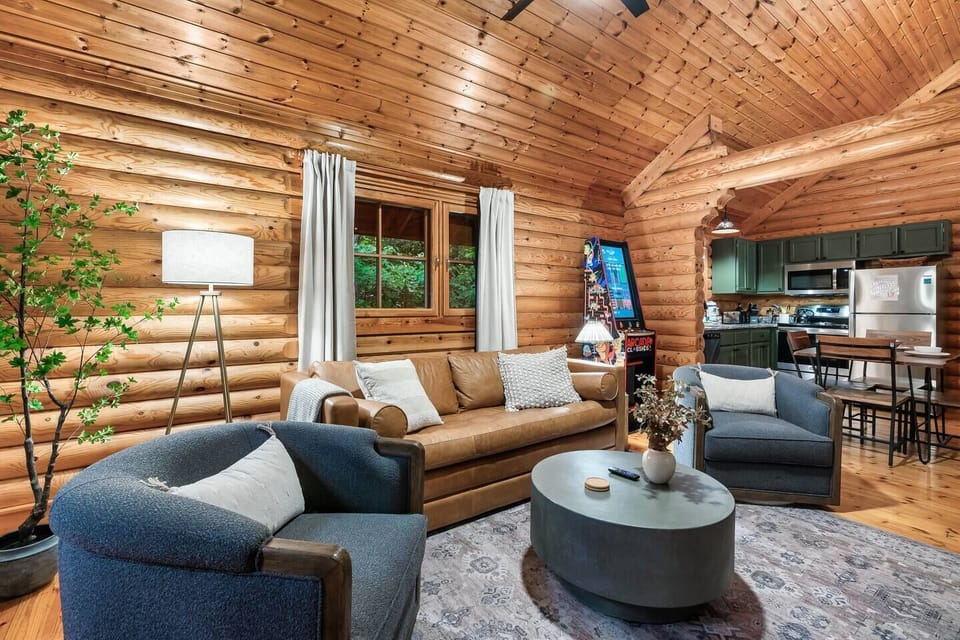View into the living room and kitchen.