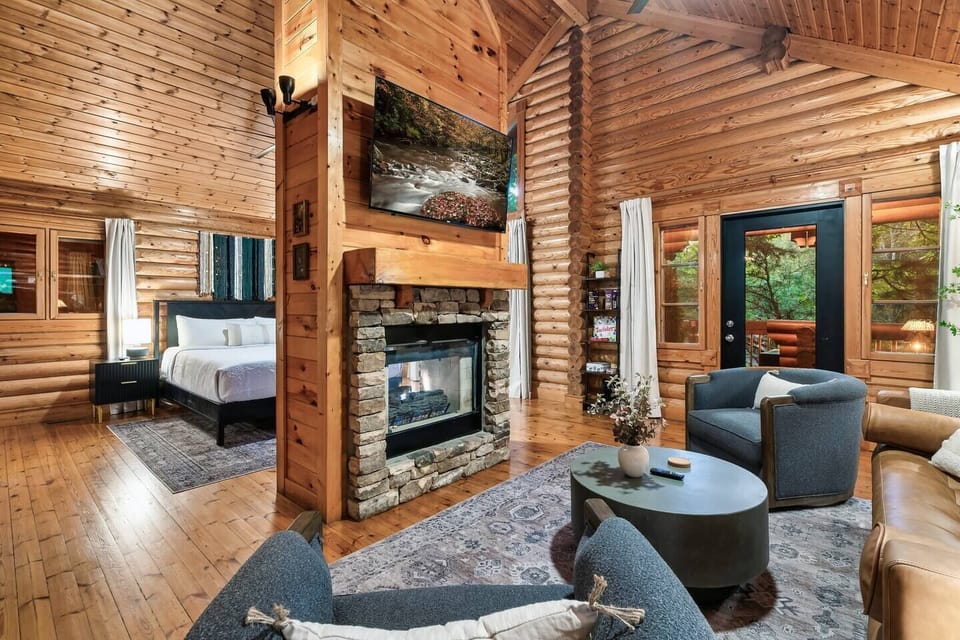 View of the living room area looking towards the bedroom and back lovers deck.