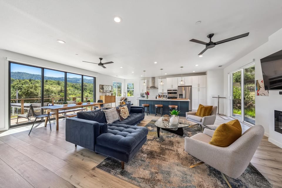 Relax in the spacious great room overlooking Sonoma's rolling hills.