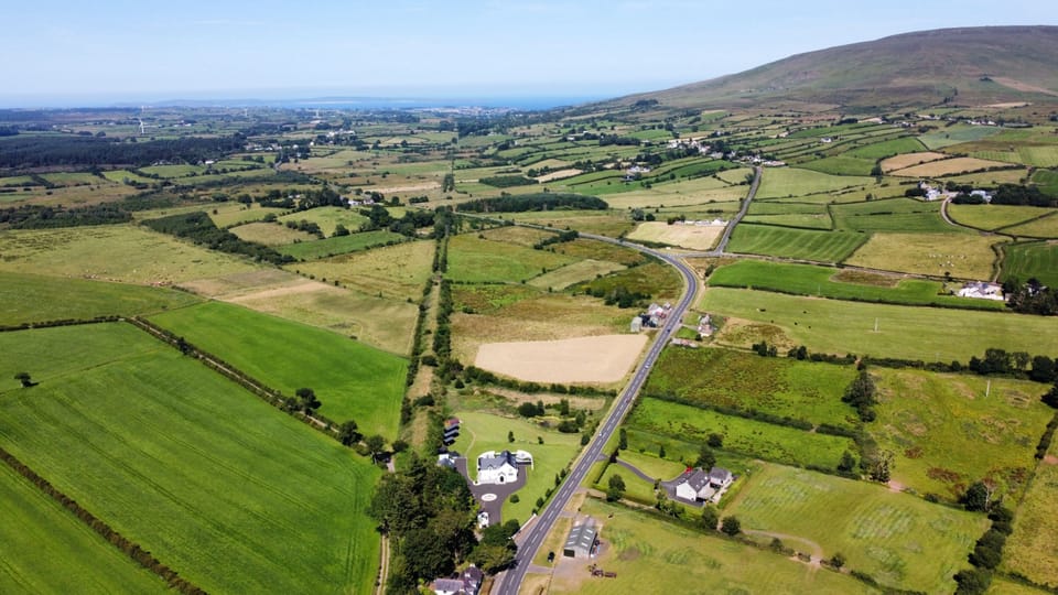 Nearby Bally castle , rathlin island aerial view of north coast and mountain