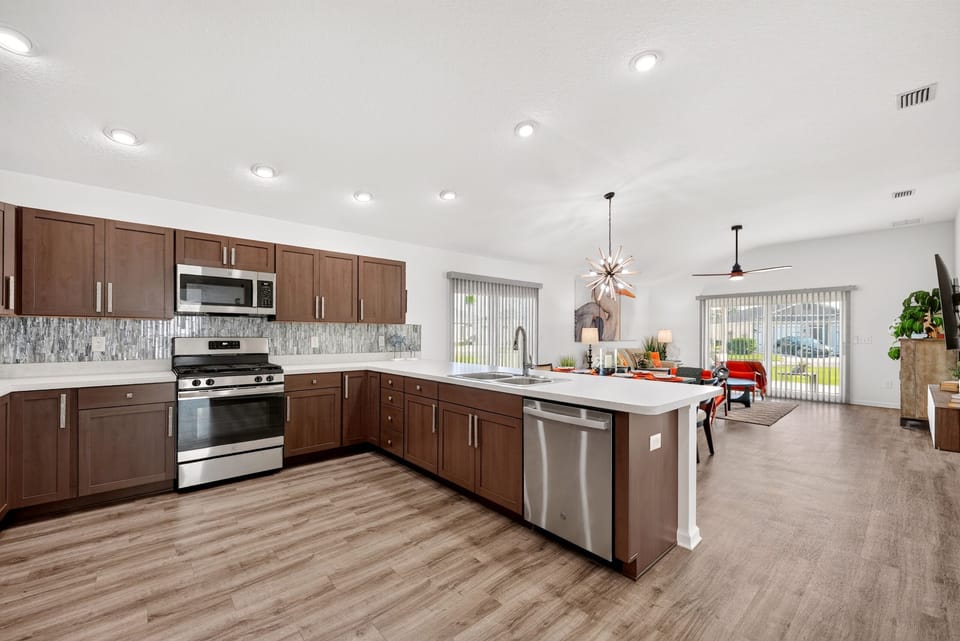Open Floorplan with Kitchen, Dining Area and Living Room