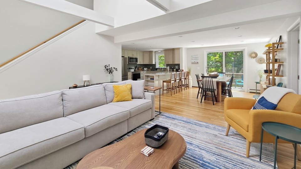 Living opens to dining area and kitchen