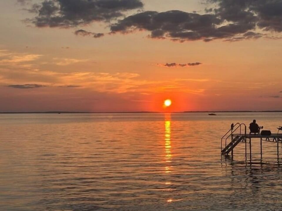 Peaceful sunset from the lake access at the end of the road