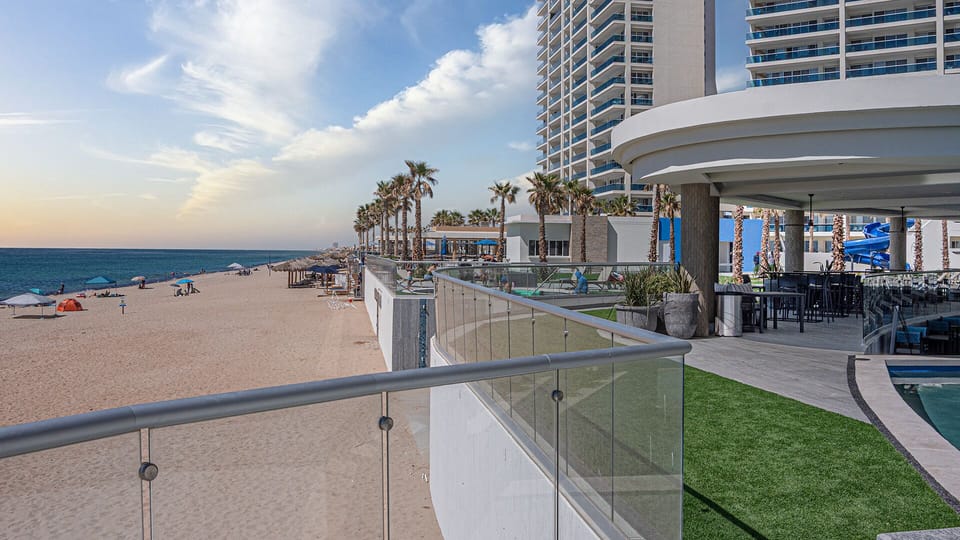 The resort is right on Playa Encanto Beach.