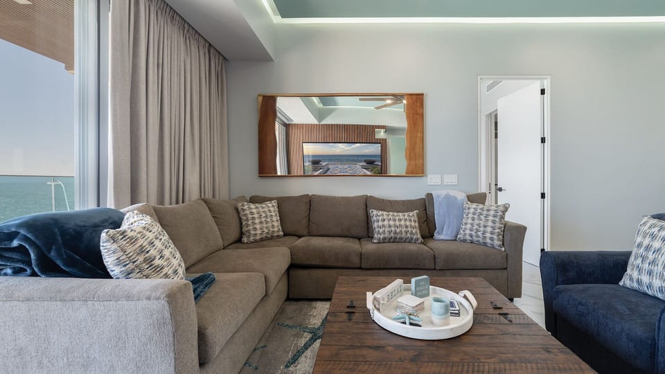 Ample seating couch in living room