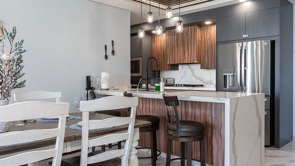 The modern kitchen.