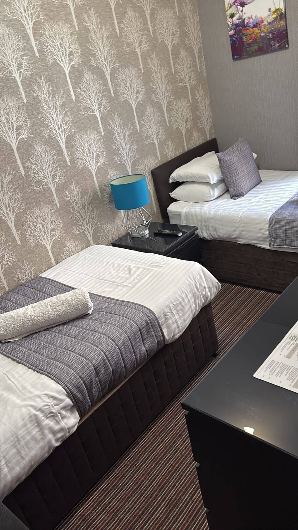 Stylish twin room with modern décor and comfortable single beds