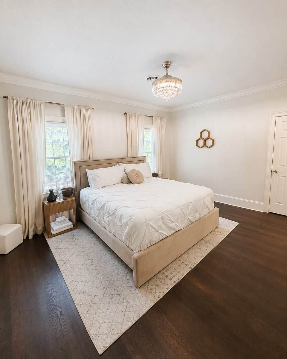 California king bedroom in Chef’s Château Suite C in Griffin, Georgia