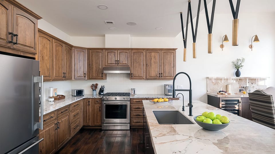 Kitchen, Main Level - Range with surrounding cabinetry