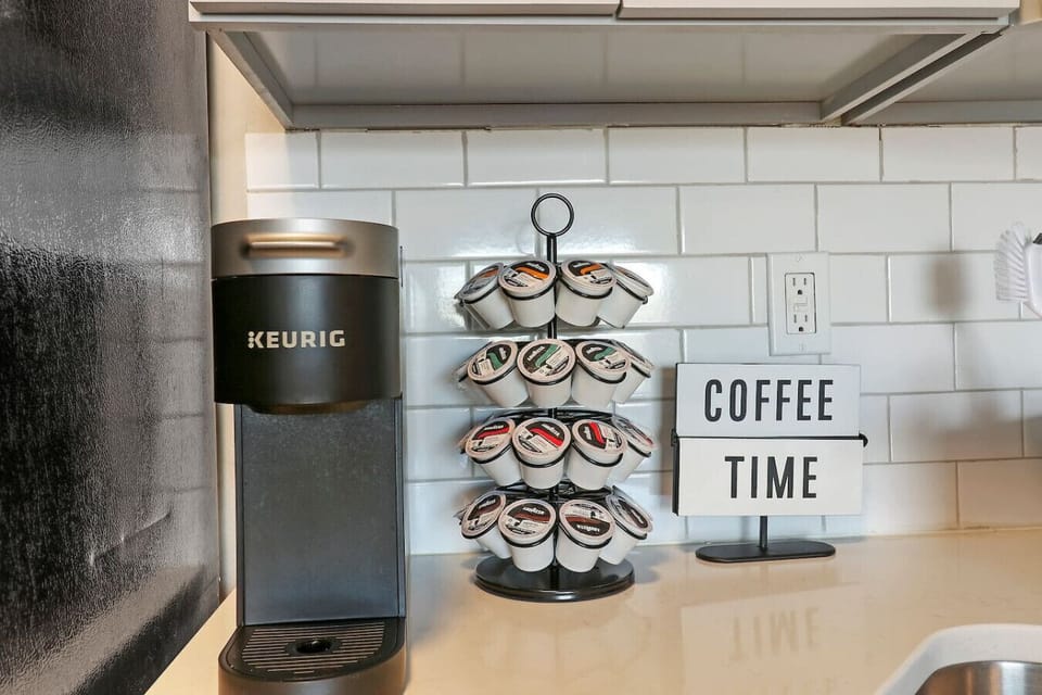 Enjoy a fresh cup of coffee with our Keurig machine.