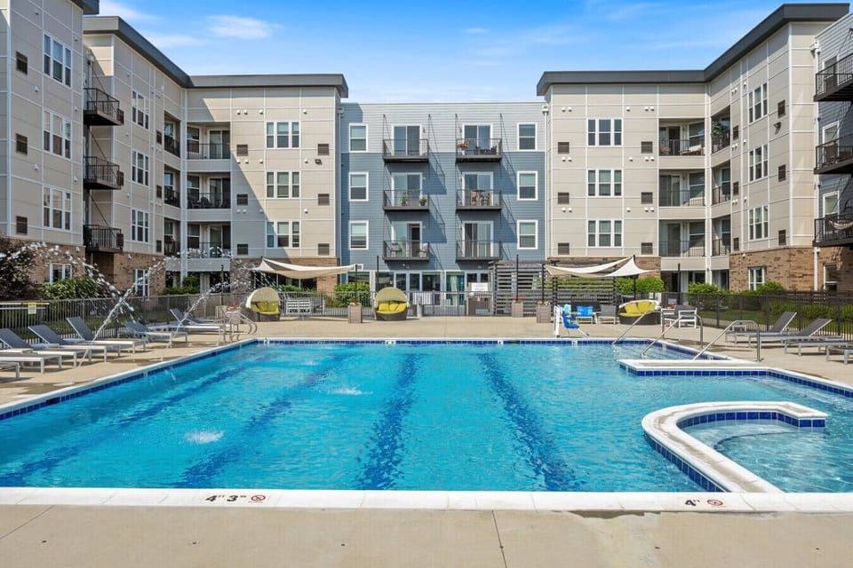 Enjoy resort-style living with our beautiful swimming pool, and comfortable sun beds perfect for soaking up the sun.