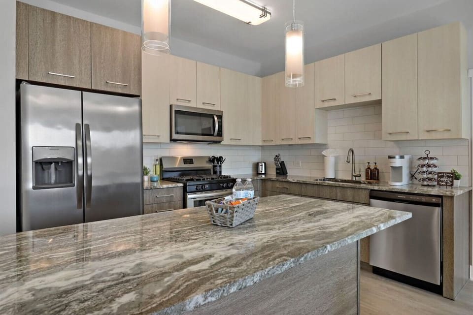 Our kitchen island is perfect for meal prepping and home cooking.