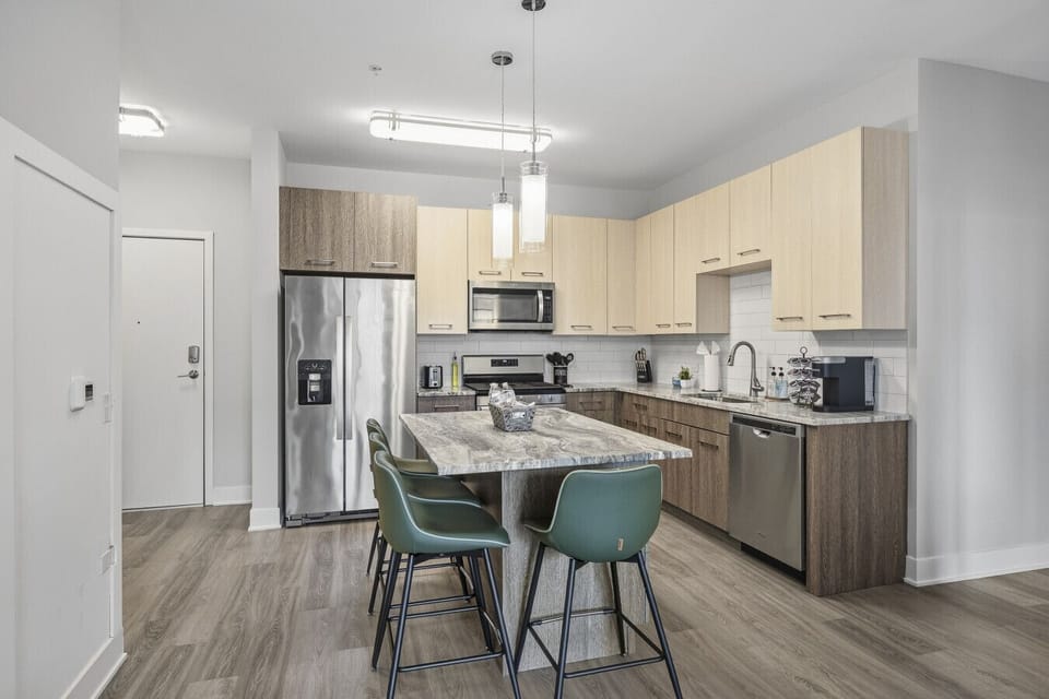 Fully equipped kitchen with all amenities you need for a home-cooked meal.