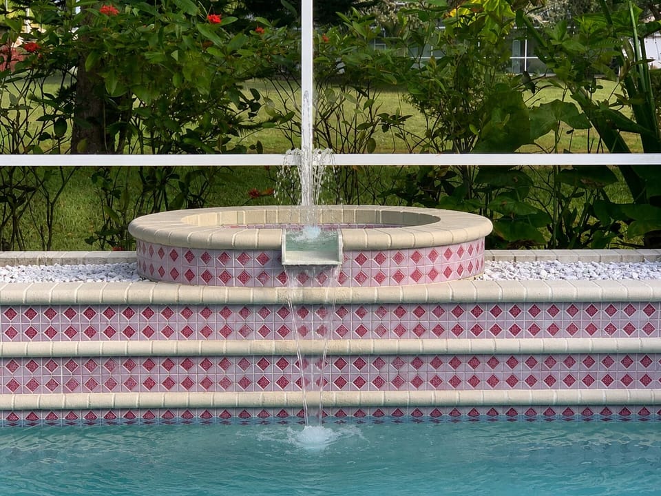 Elegant tiled Pool Fountain