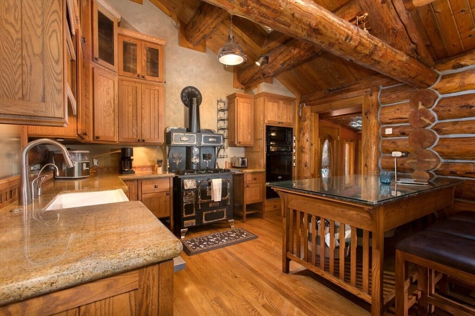 Beautiful vintage-style black and copper stove
