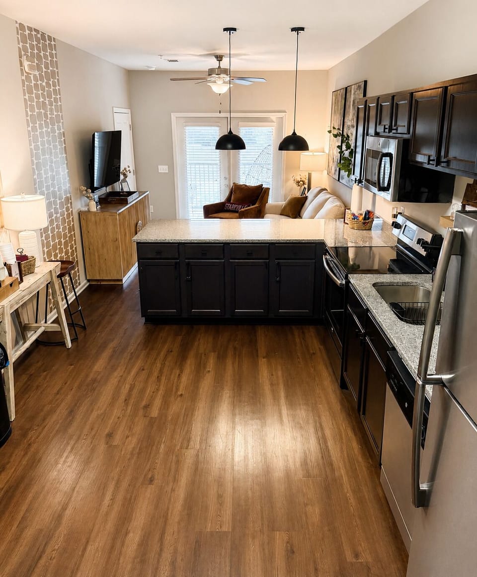 Our fully stocked kitchen has everything you need to cook or reheat meals.  