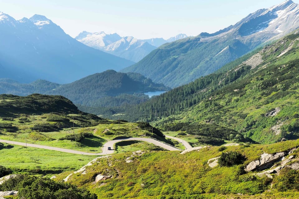 San Bernardino Pass Road surrounded by mountain