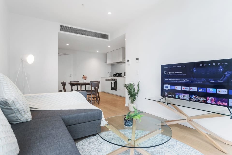 Features a comfortable sofa bed and a Smart TV