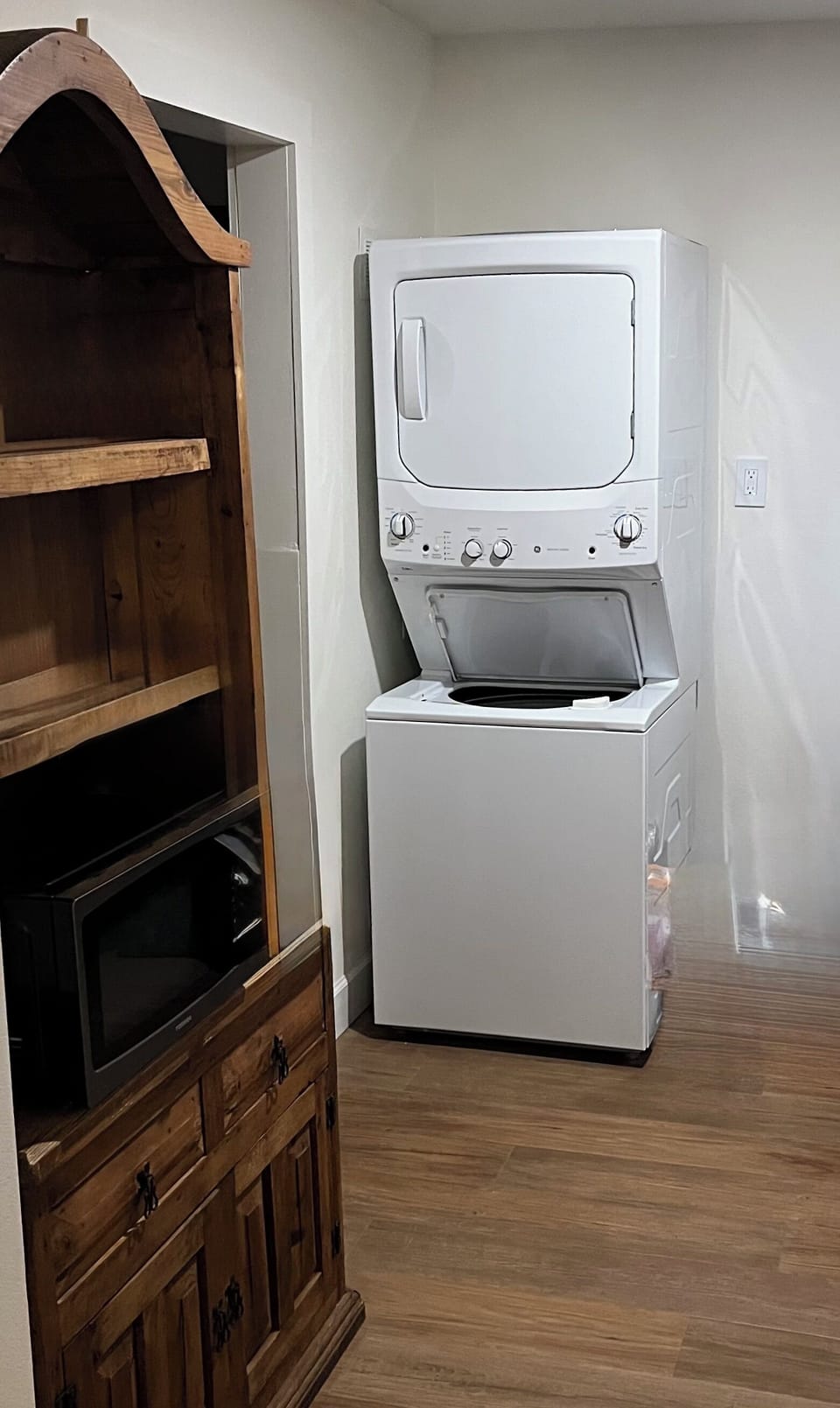 Convenient in-unit washer/dryer with extra storage and microwave