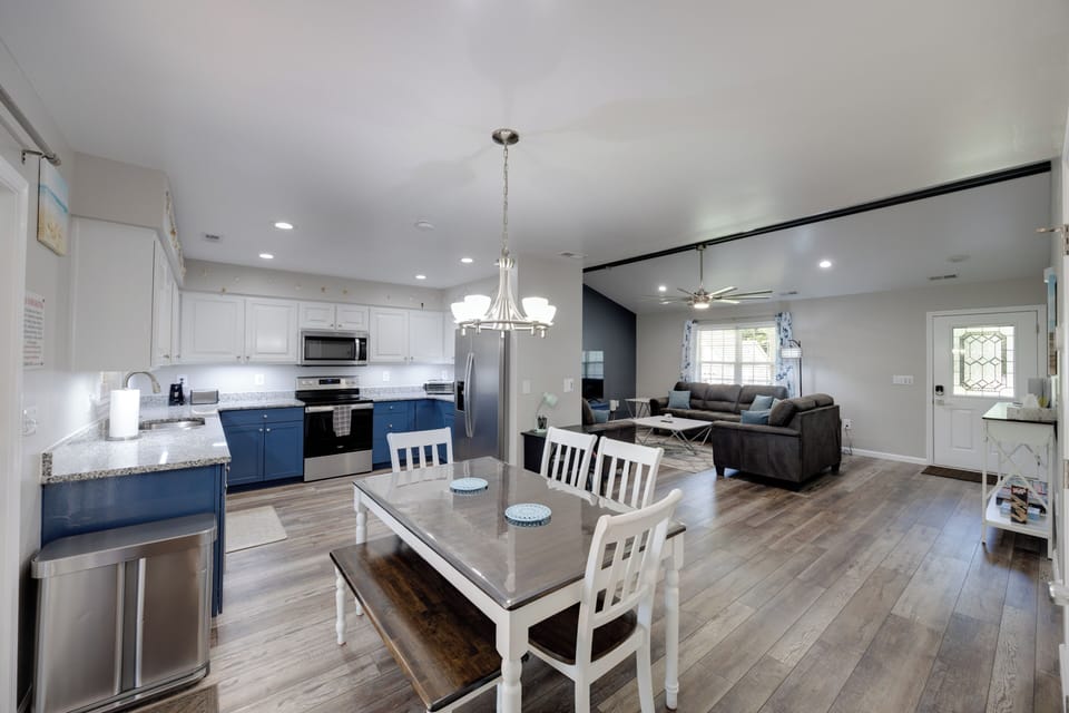 Dining area with table and seating