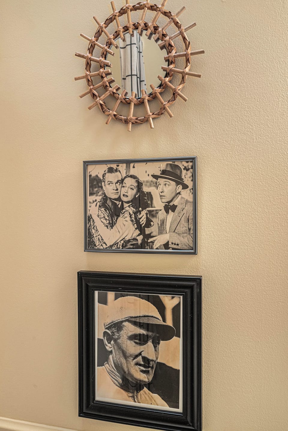 Vintage inspired artwork adds timeless charm and character.
