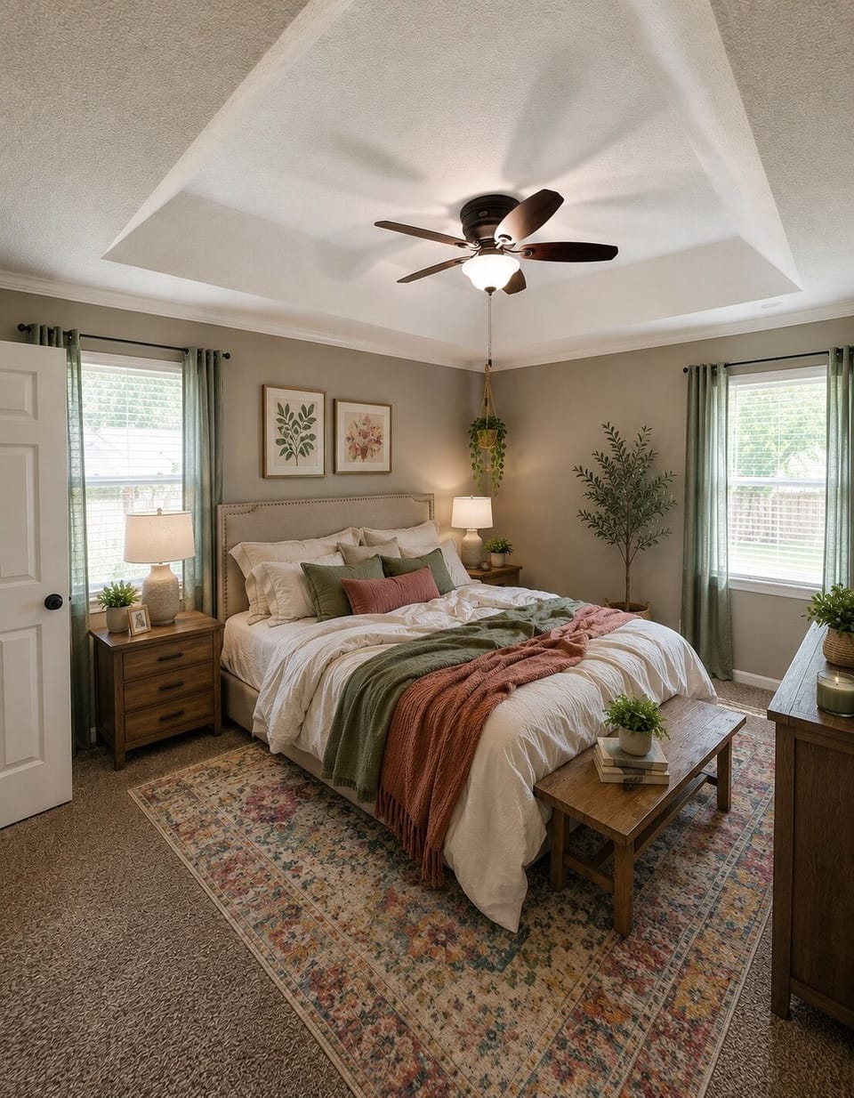 Cozy bedroom retreat featuring soft colors and inviting comfort.