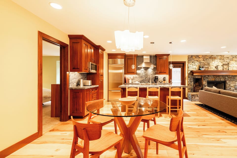 Dining area with mountain-lodge charm