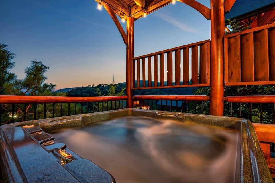 End the day in your private hot tub overlooking the mountains.