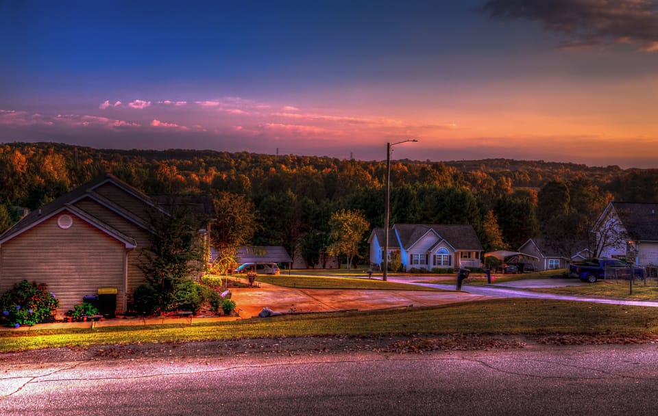 Neighborhood. View from LR window in Fall
