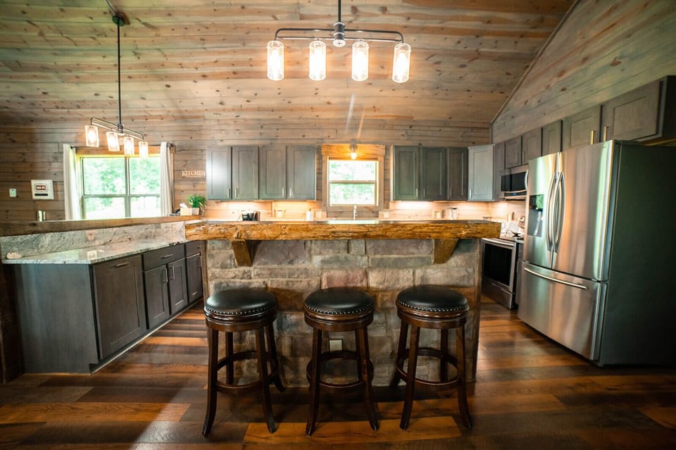 Bar top seating, 3 here and 4 on the other side.